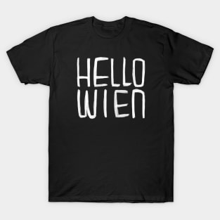 Funny Pun, Hello Wien Typography, Hell-o Wien, Vienna Halloween T-Shirt